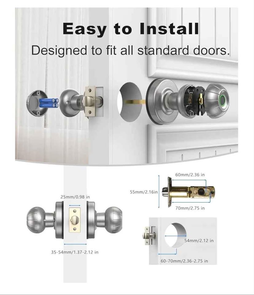 Smart Door Knob Fingerprint Door Lock Keyless Entry - photo 4