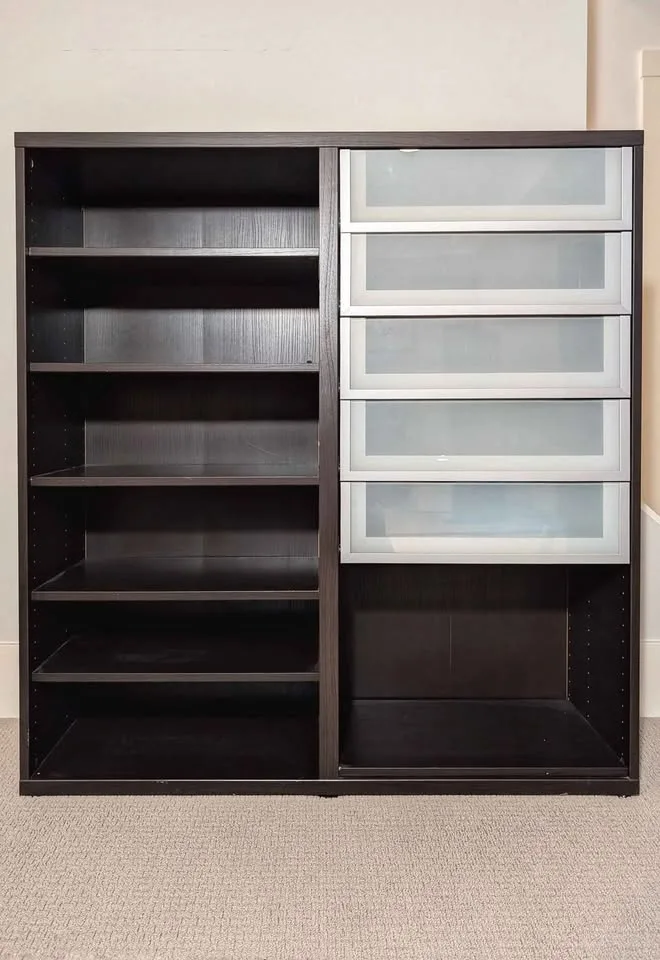 Handy storage - IKEA shelves with 5 drawers - espresso image indicator(2)