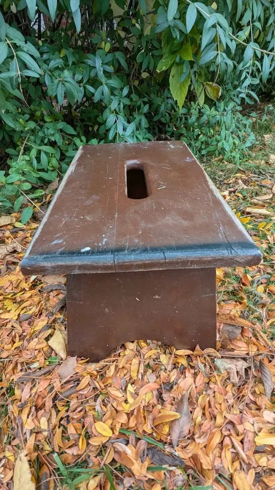 Vintage wooden Step Stool with handle slot image indicator(2)