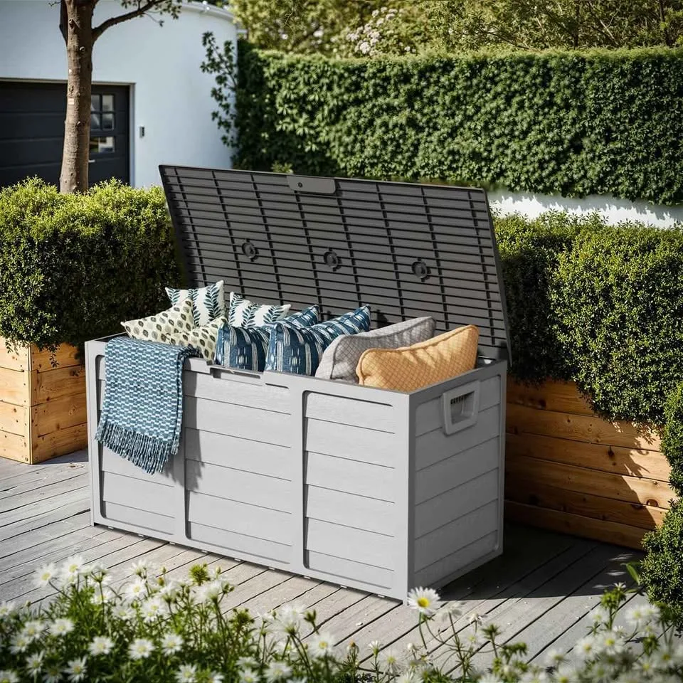 SUNCROWN 75 Gallon Water Resistant Resin Lockable Deck Box image indicator(3)