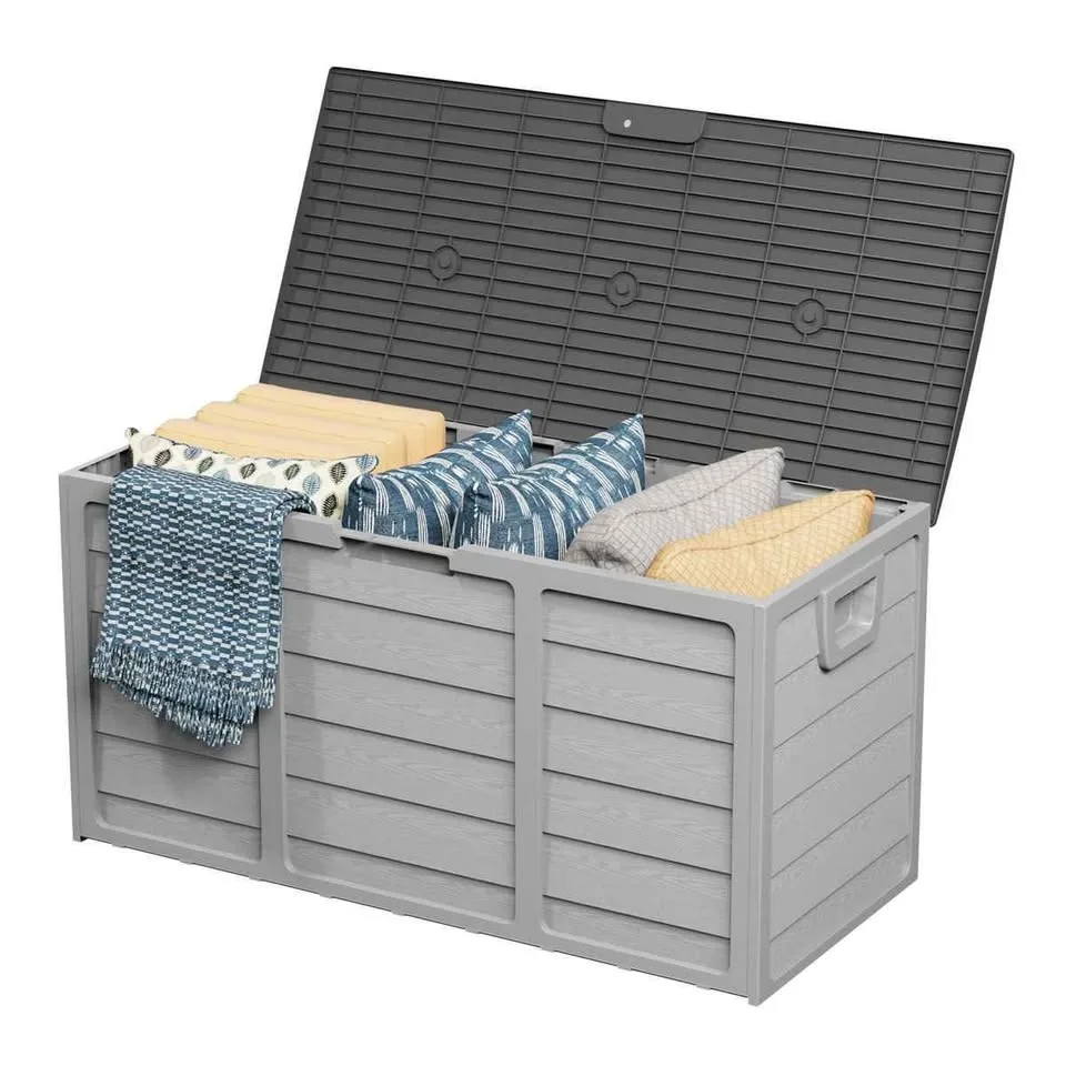 SUNCROWN 75 Gallon Water Resistant Resin Lockable Deck Box image indicator(5)