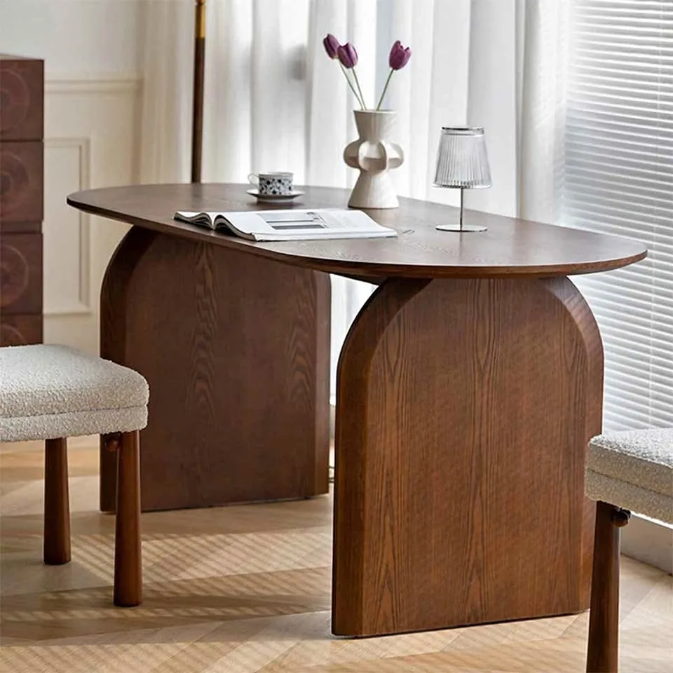 Oval manufactured wood dining table thumbnail
