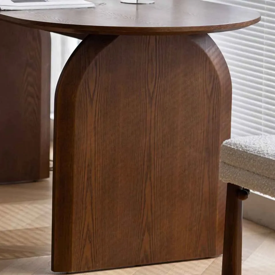 Oval manufactured wood dining table image indicator(2)