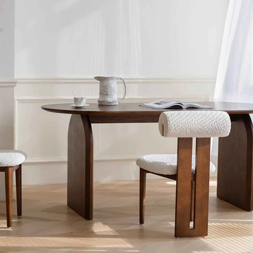 Oval manufactured wood dining table image indicator(3)