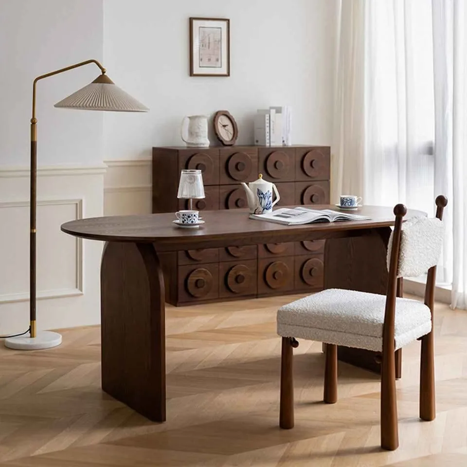 Oval manufactured wood dining table image indicator(4)