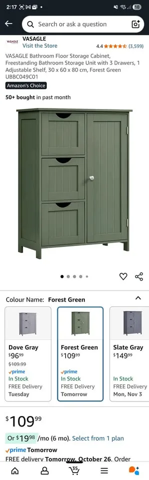 Floor Storage Cabinet – Brand New (White or Forest Green) image indicator(4)