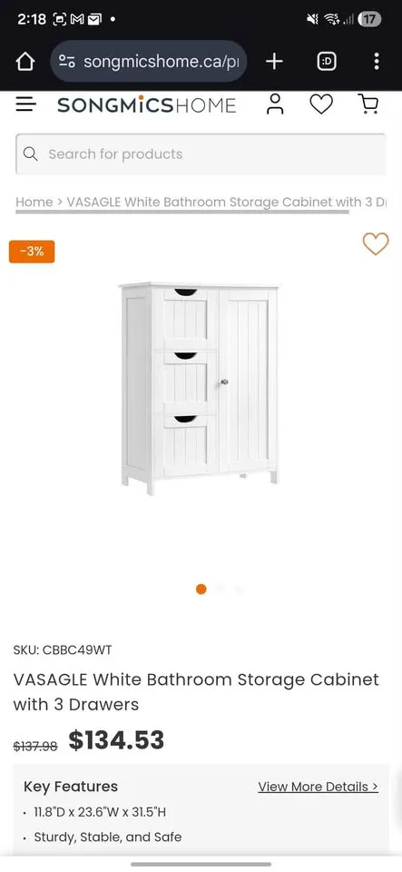 Floor Storage Cabinet – Brand New (White or Forest Green) image indicator(5)