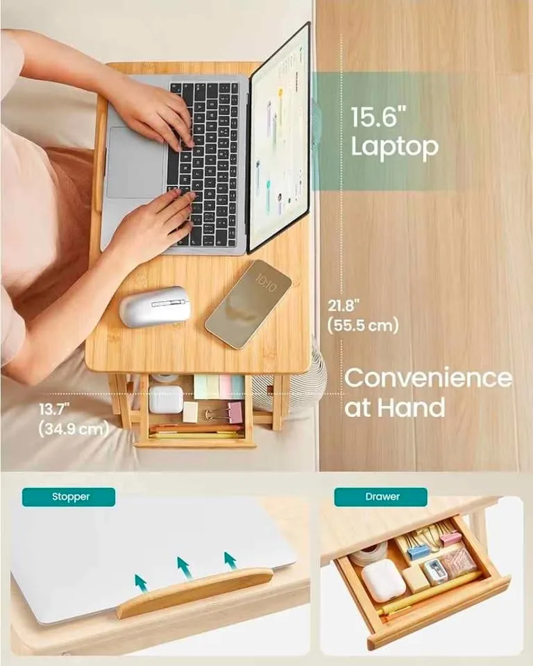 SONGMICS Adjustable Bamboo Laptop Table – Brand New image indicator(6)