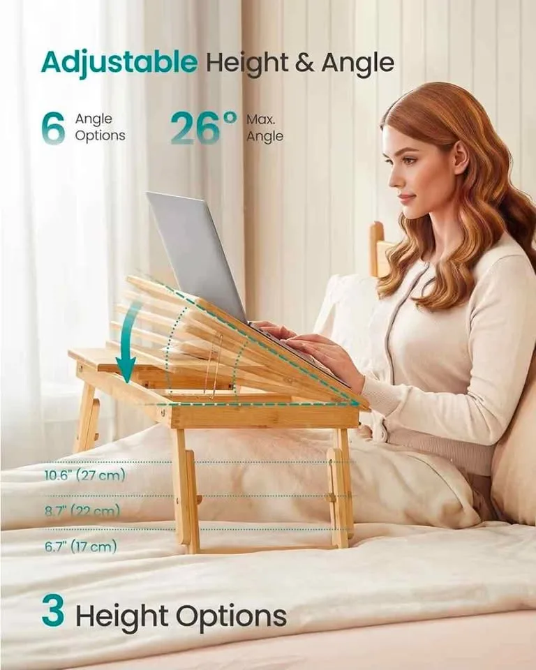 SONGMICS Adjustable Bamboo Laptop Table – Brand New image indicator(7)