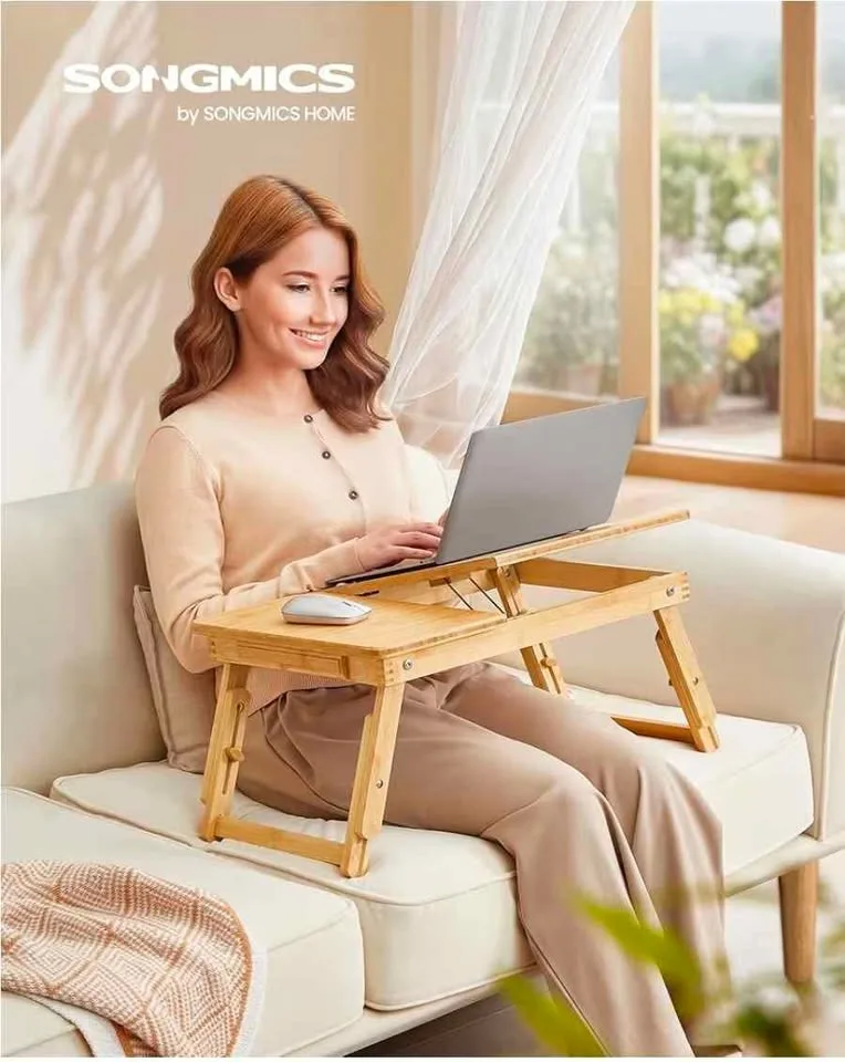 SONGMICS Adjustable Bamboo Laptop Table – Brand New image indicator(8)