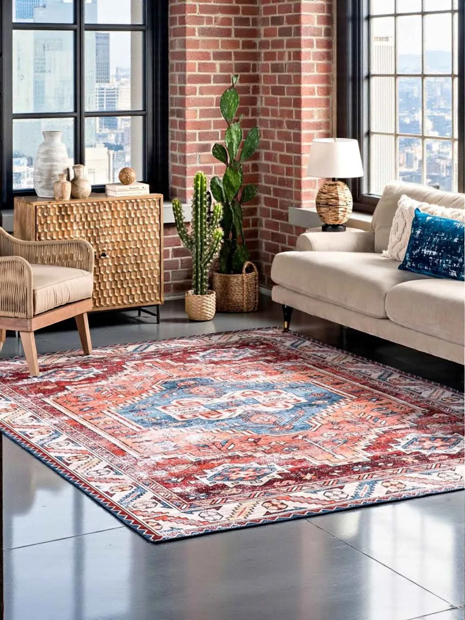 BOHEMIAN AREA RUG BRAND NEW sealed in bag WASHABLE thumbnail