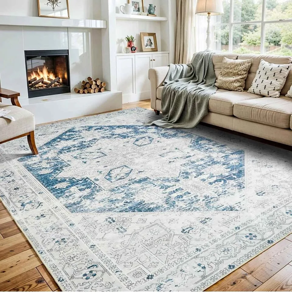 6X4 VINTAGE BLUE MEDALLION AREA RUG thumbnail