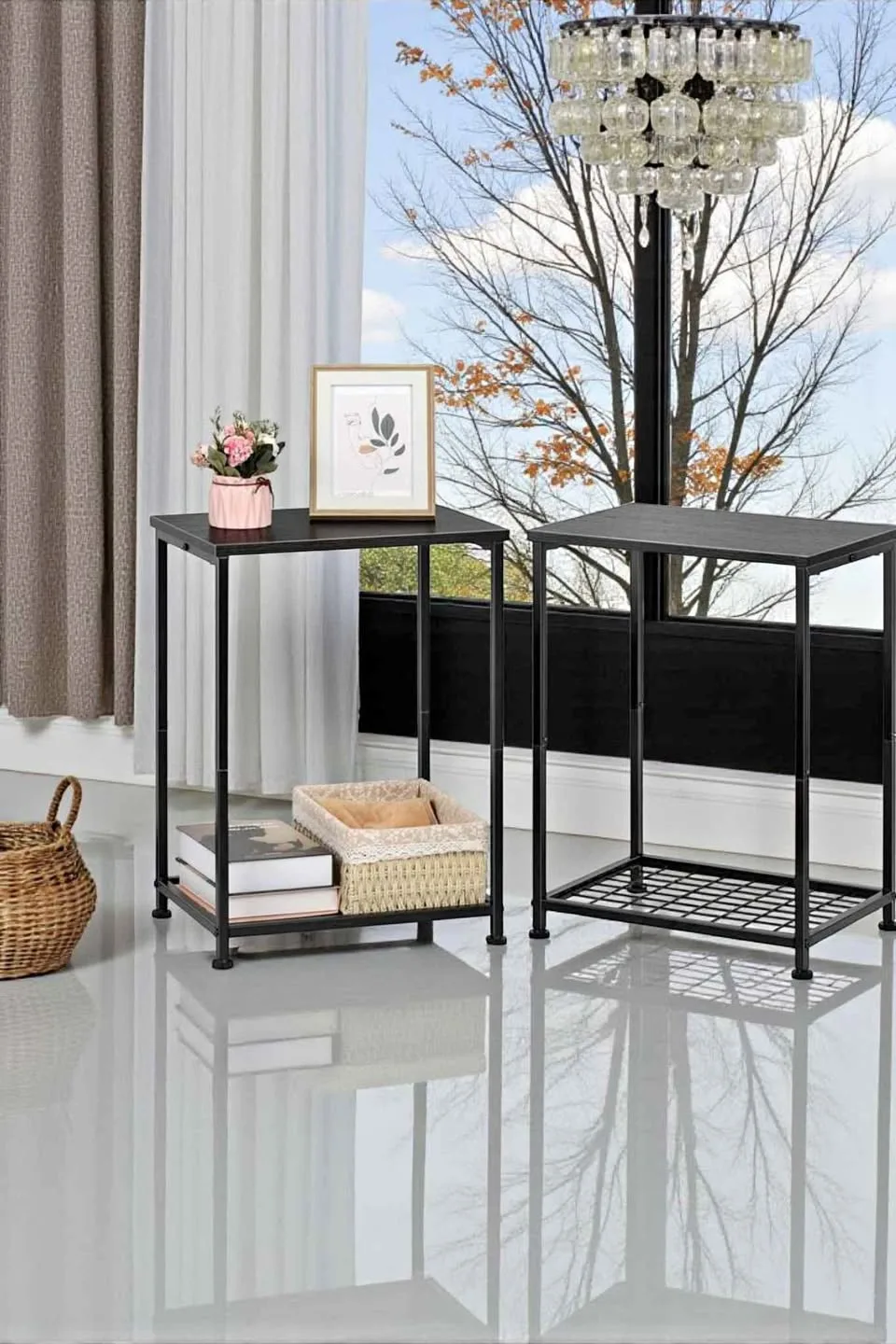 2 Side tables Minimalist aesthetic 🖤 $45 for Both NEW in box thumbnail