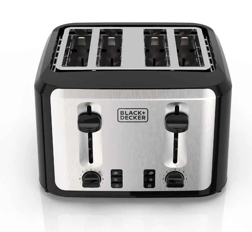 Black+Decker 4-Slice Toaster, Stainless Steel/Black image indicator(2)