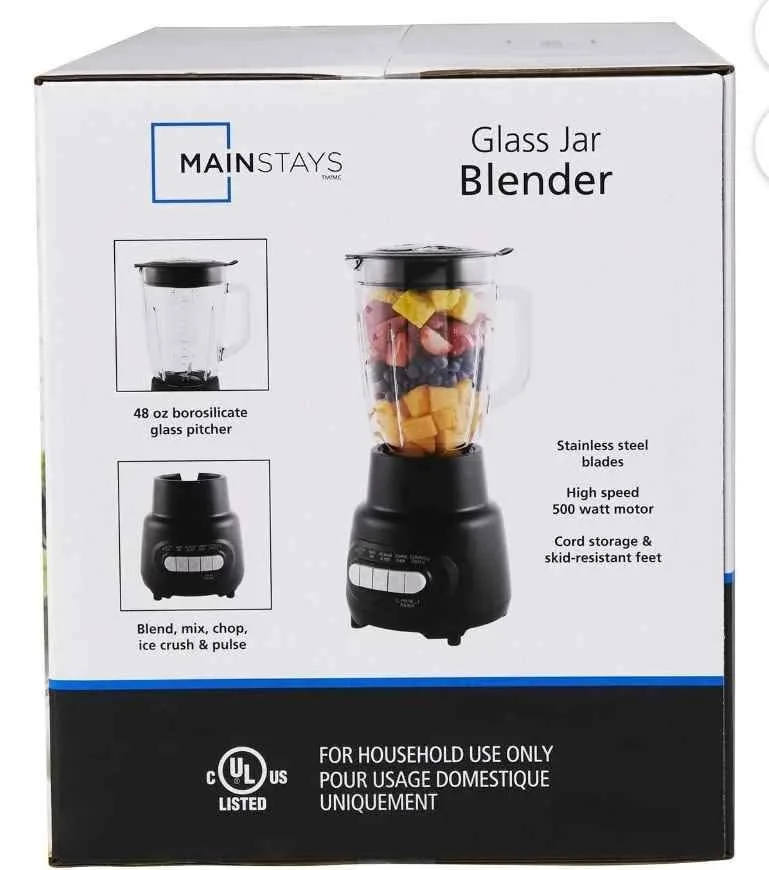 Mainstays 5 Speed Glass Jar Blender 48 Oz Black image indicator(5)