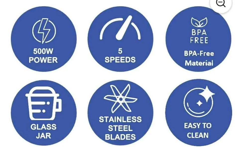 Mainstays 5 Speed Glass Jar Blender 48 Oz Black image indicator(7)