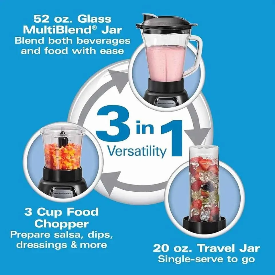 Hamilton Beach MultiBlend System with 52 oz Glass Jar, 950 W image indicator(2)