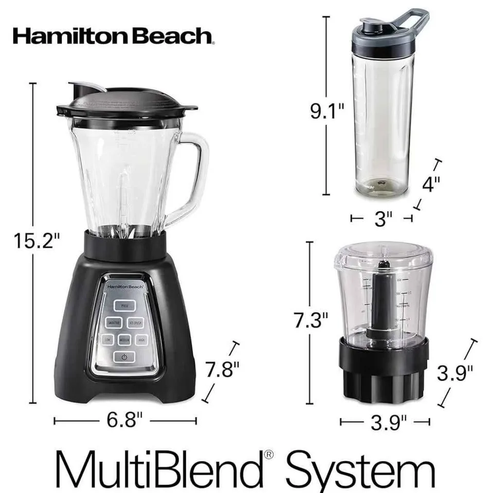 Hamilton Beach MultiBlend System with 52 oz Glass Jar, 950 W image indicator(7)