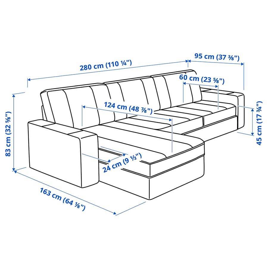 IKEA KIVIK Leather Sofa with Chaise - Dark Brown - photo 4