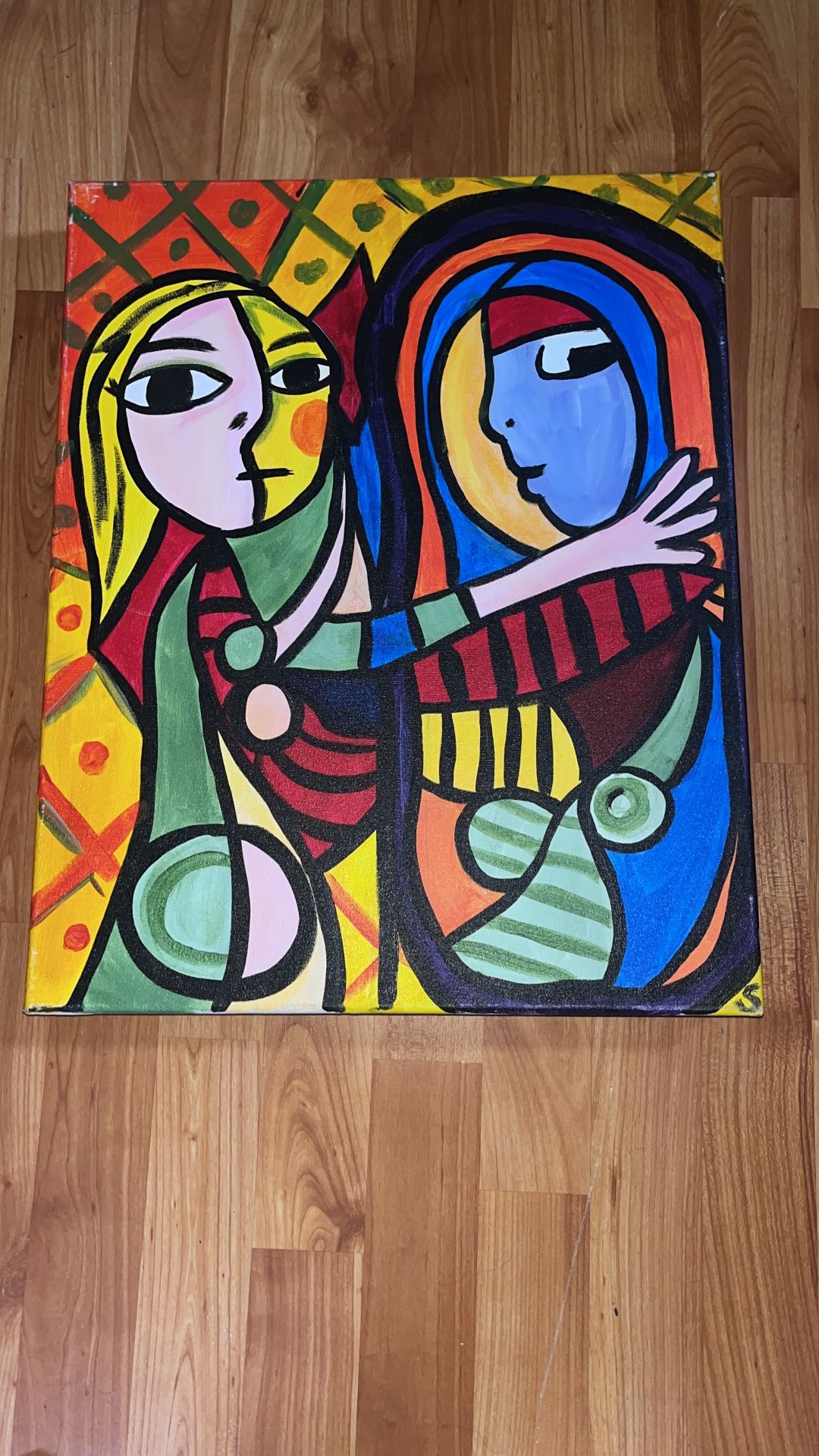ART: Couple hugging painting