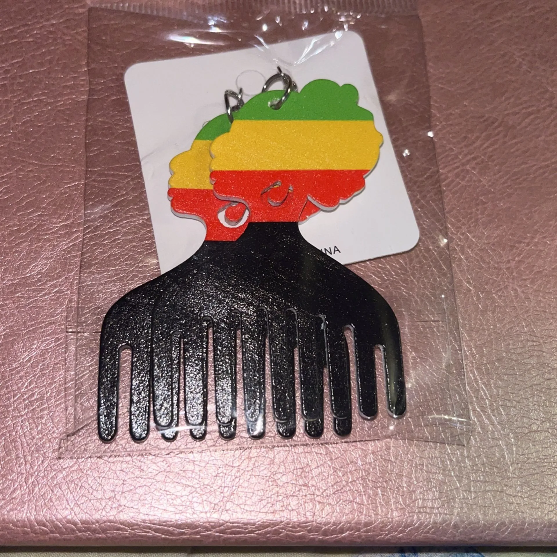 Wooden Afro Pick Earrings thumbnail