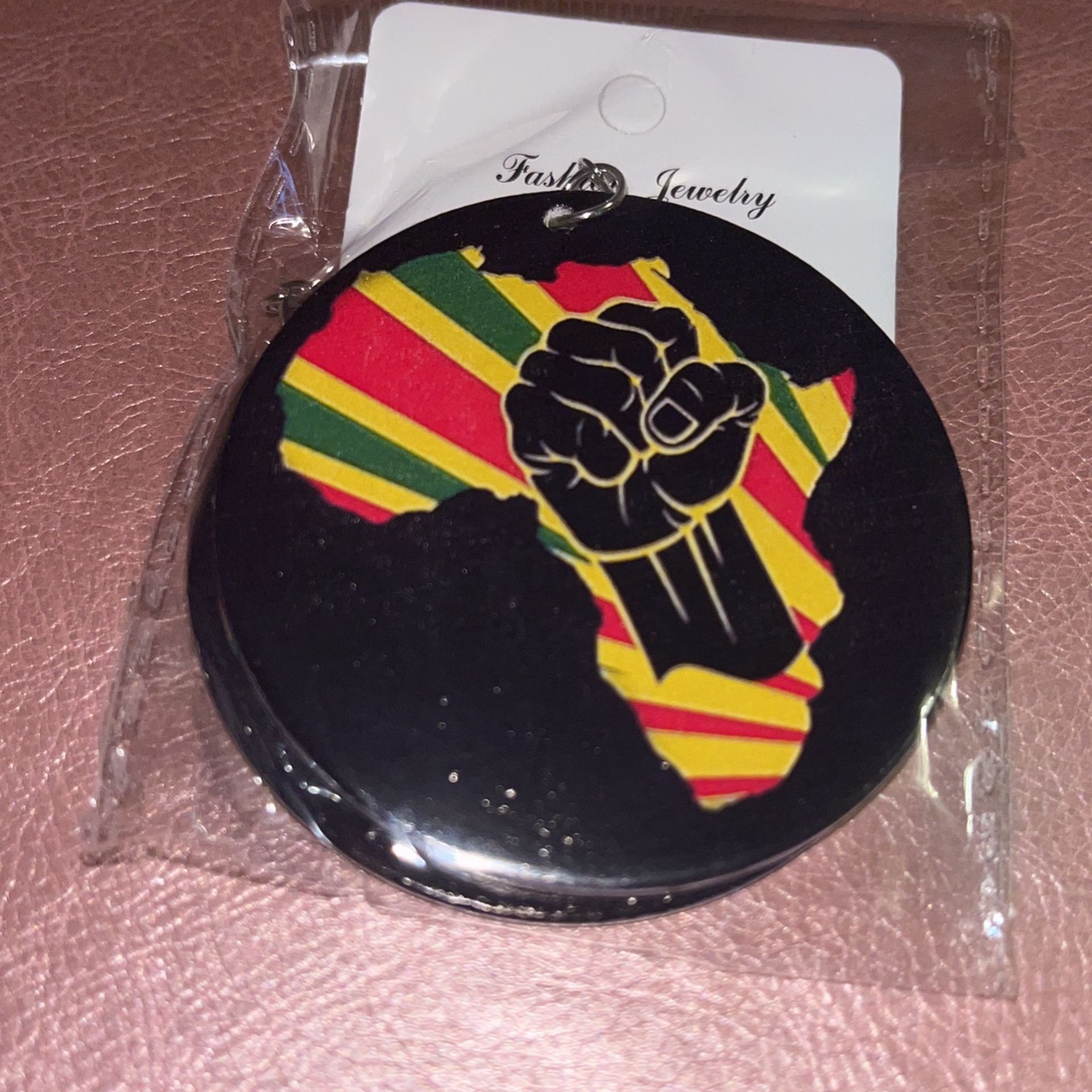 Wooden Africa Fist Earrings