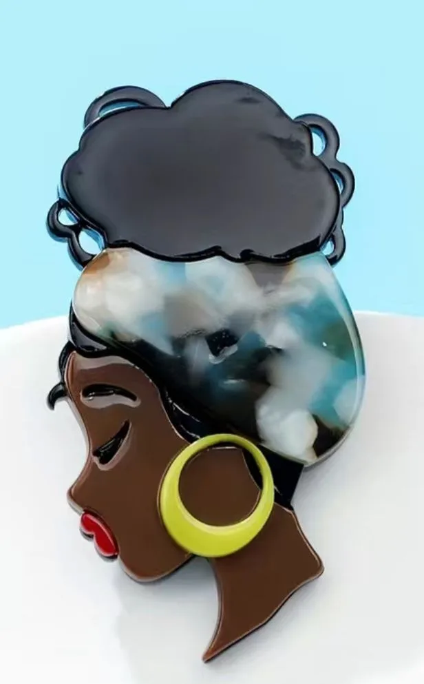 Acrylic Art Pin - African Woman thumbnail