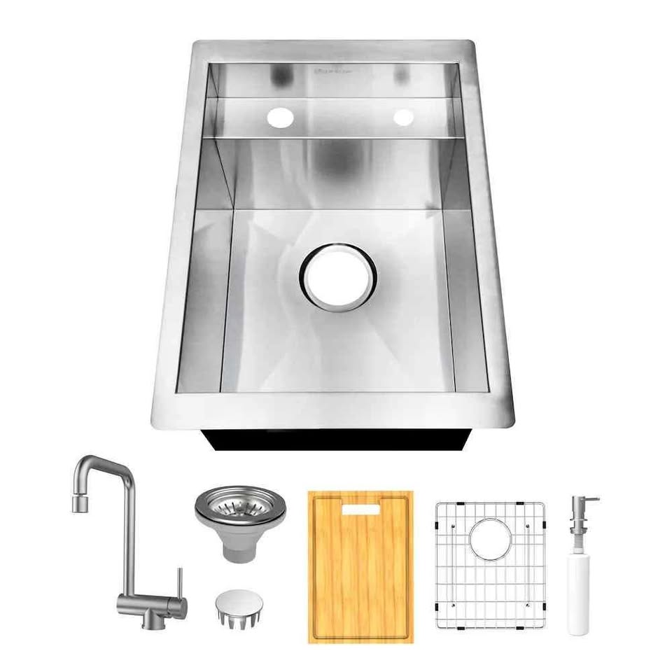 Glacier bay 15 in Sink with Folding Faucet