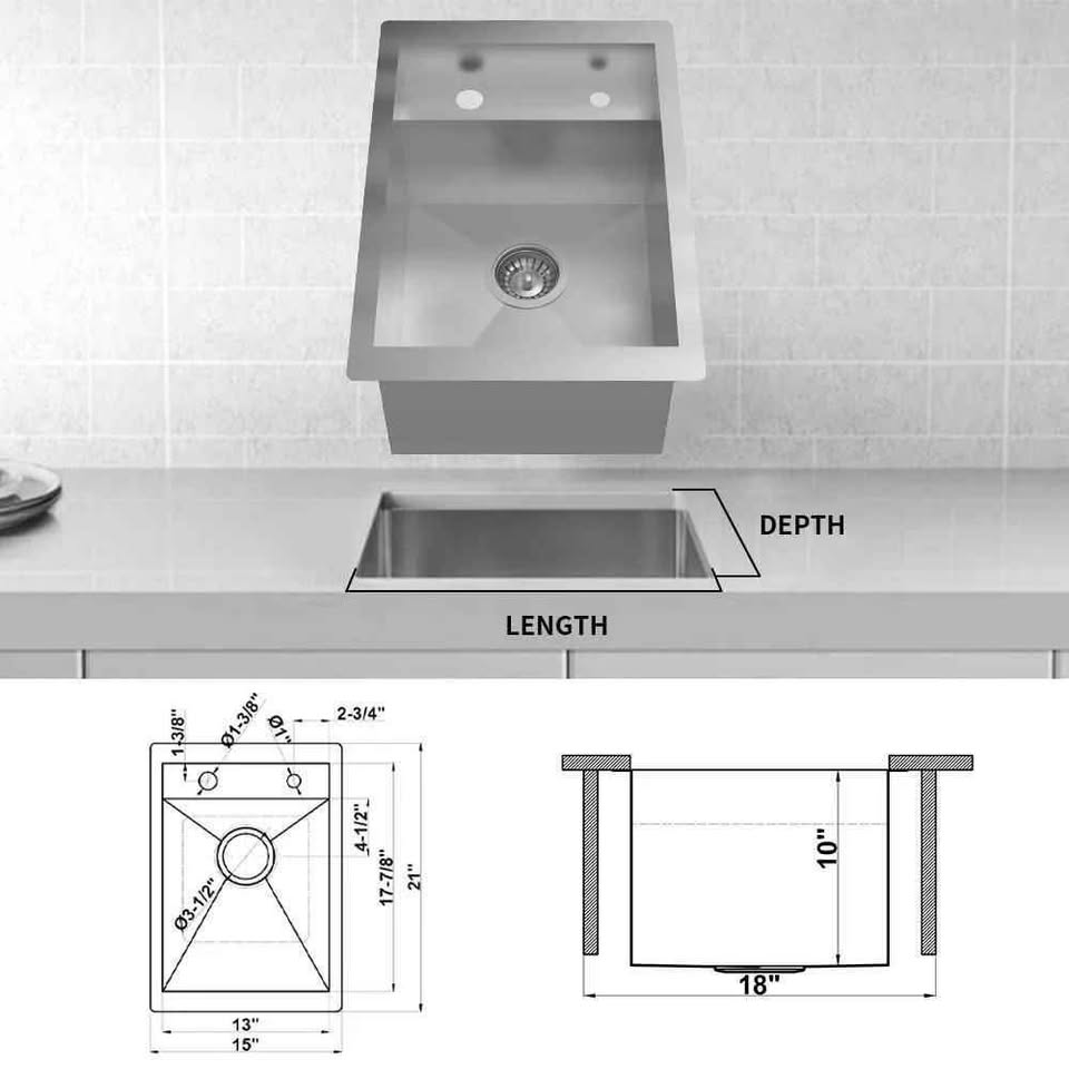 Glacier bay 15 in Sink with Folding Faucet - photo 4
