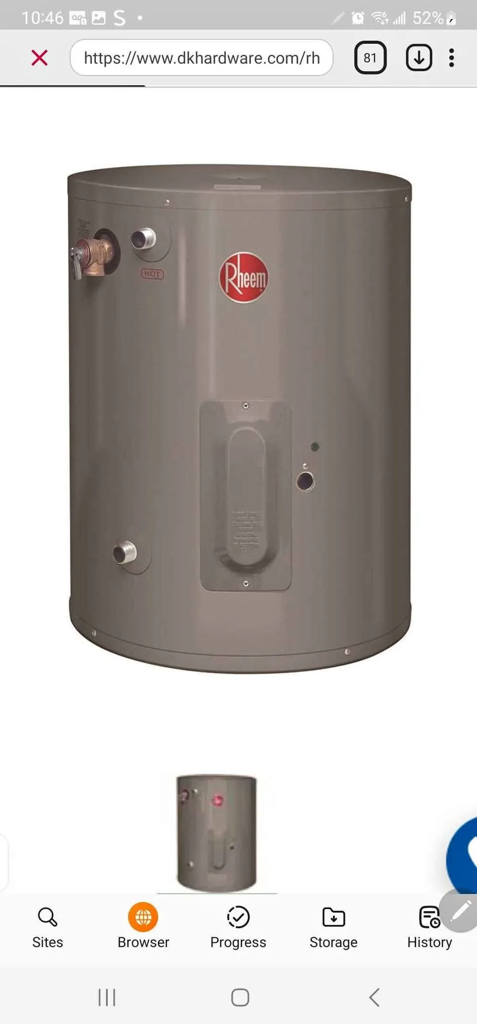 Rheem Performance 10 Gal. Compact 2000-Watt Single Element thumbnail
