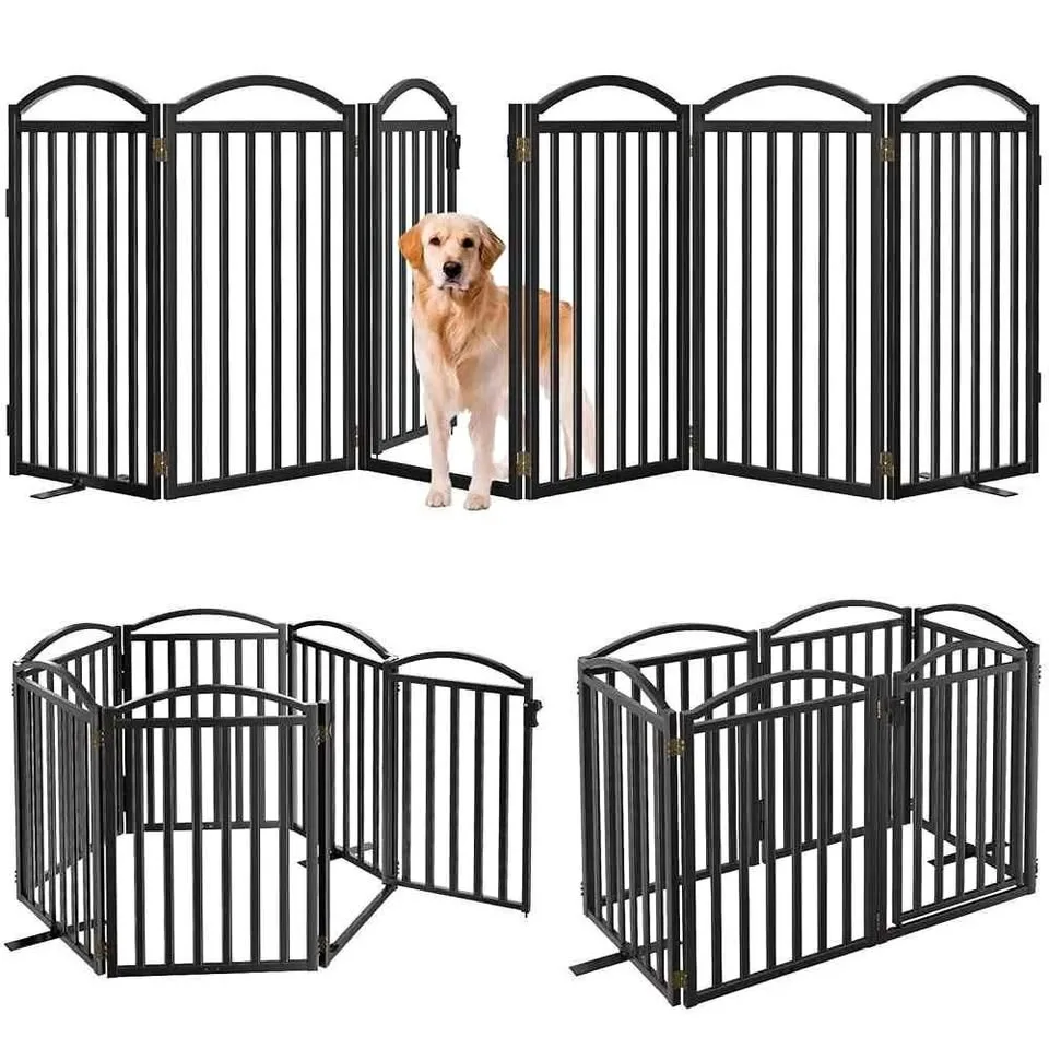 Malier Metal Freestanding Dog Gates with Door thumbnail