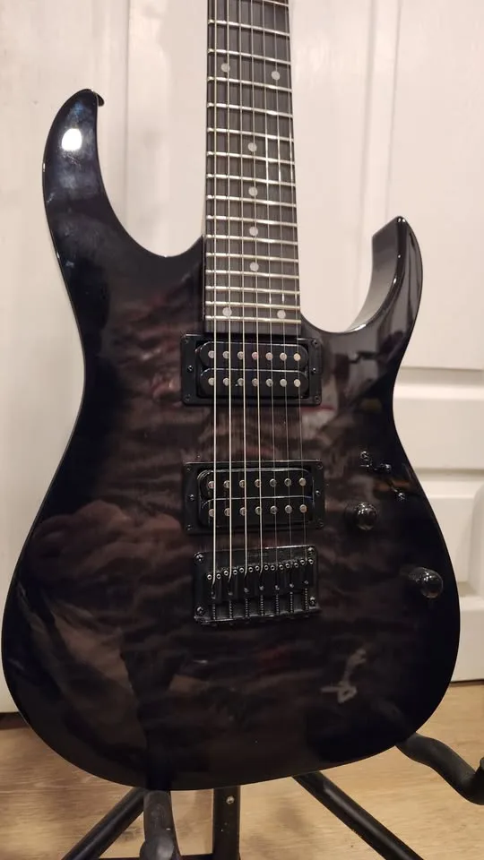 $500 Ibanez Gio GRG7221QA 7-String Electric Guitar image indicator(2)