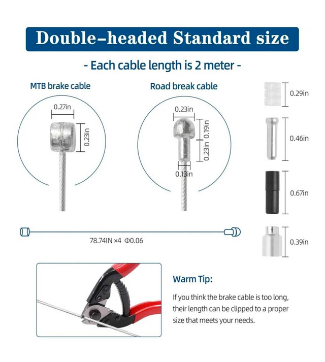 4Pcs Universal Bike Brake Cable Set - photo 5