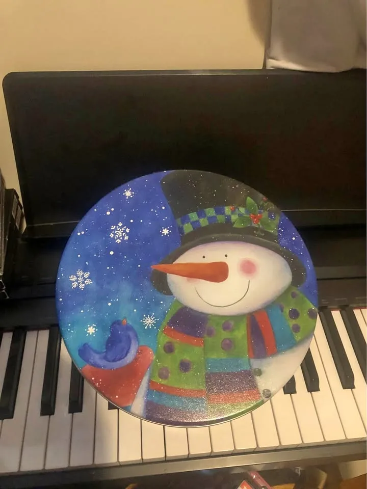 Large Snowman Round Cookie Tin thumbnail