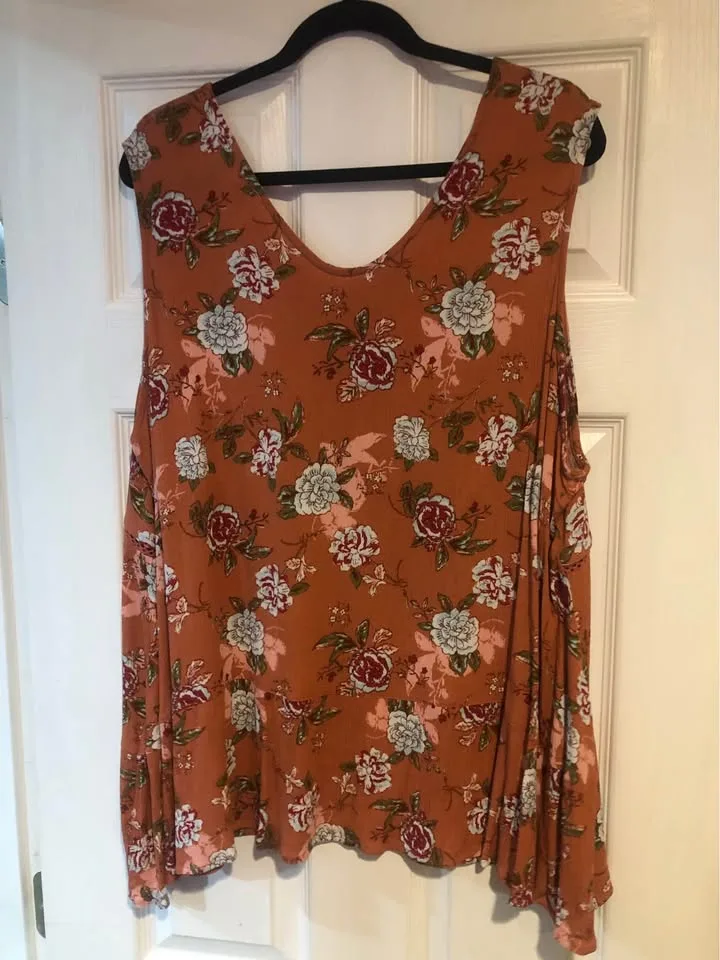 100% RAYON — beautiful sleeveless tops with floral pattern image indicator(2)