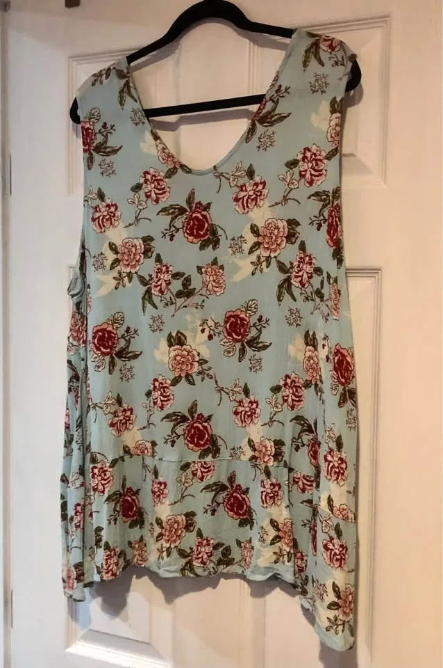 100% RAYON — beautiful sleeveless tops with floral pattern image indicator(6)