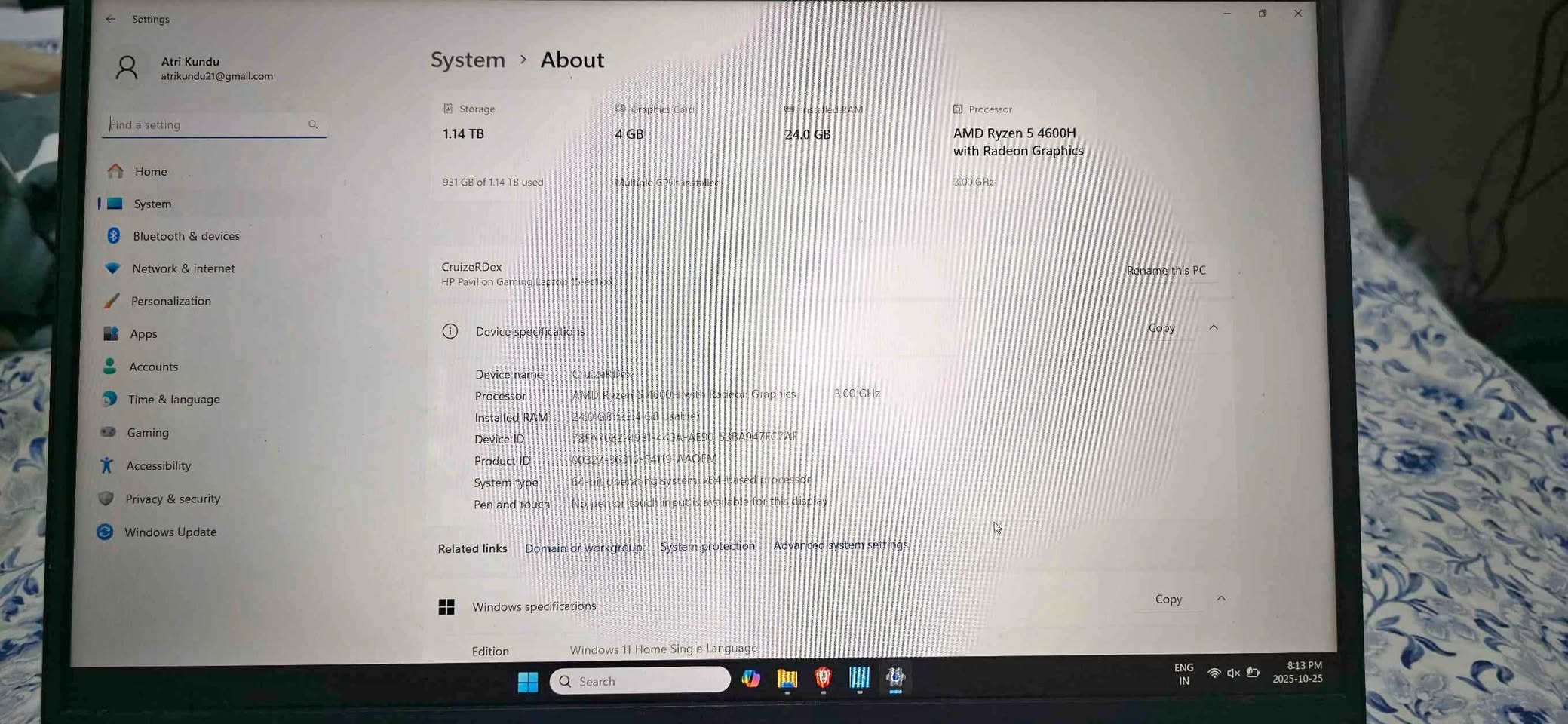HP Gaming Laptop 15 - upgraded 24gb RAM