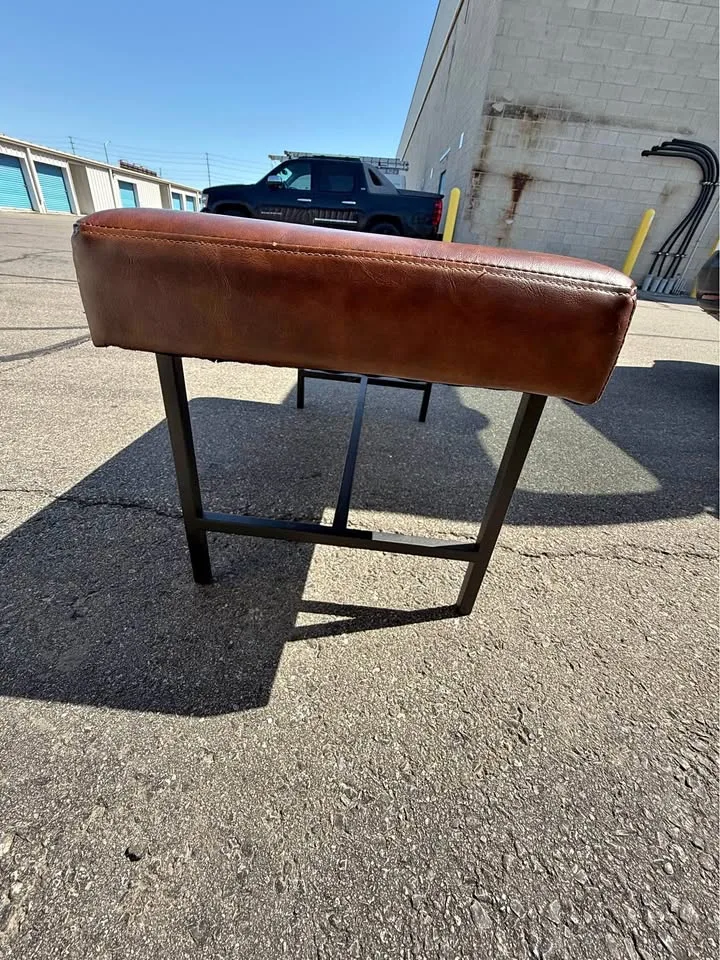 Black and brown leather bench thumbnail