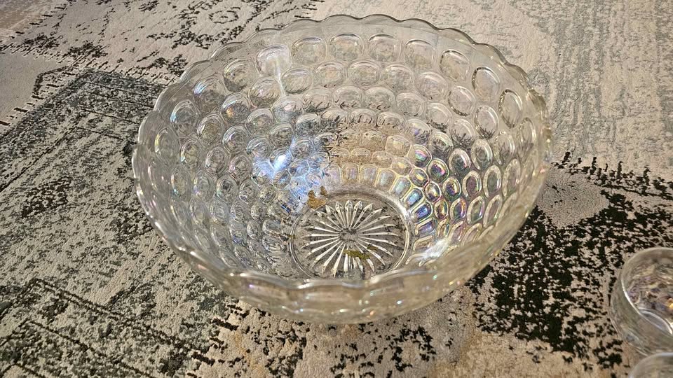 Iridescent Glass Bowl and Cup set MUST GO TODAY!!