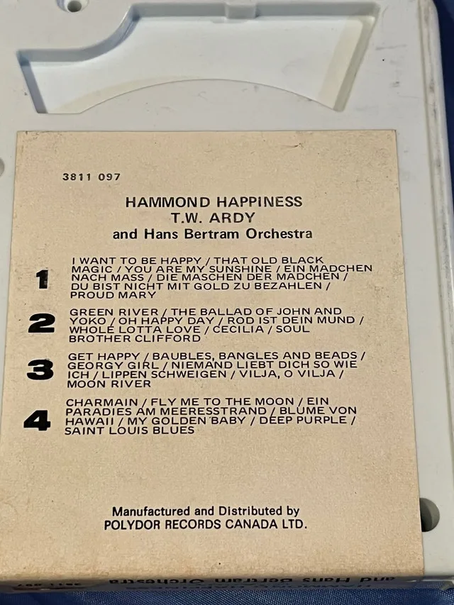 T.W. Ardy and Hans Bertram Hammond Happiness 8 Track Tape image indicator(3)