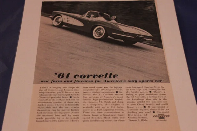 1961 Chevrolet Corvette Fineness Original Ad thumbnail