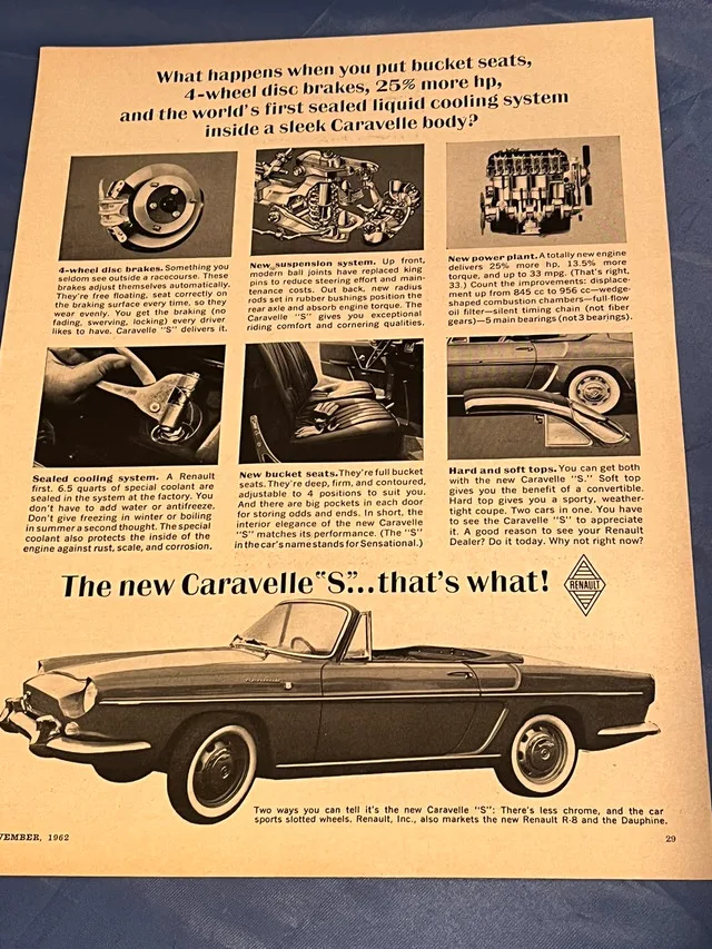 1963 Renault Caravelle S Original Ad thumbnail