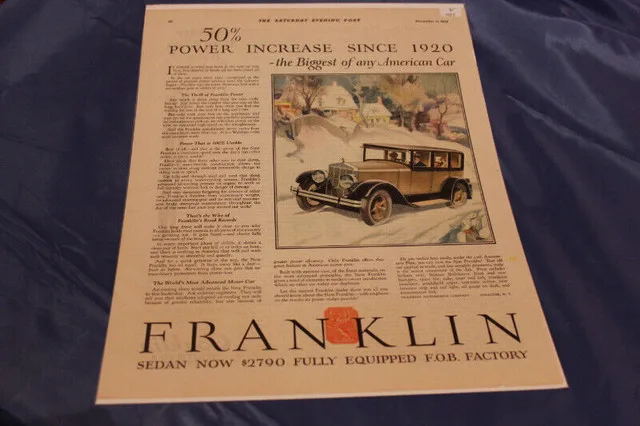 1927 Franklin Sedan Original Ad thumbnail