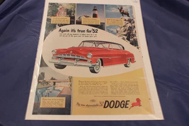 1952 Dodge Big New Dependable Original Ad thumbnail
