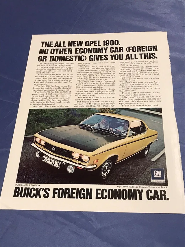1969 Buick Opel 1900 Rallye GM Original Ad thumbnail