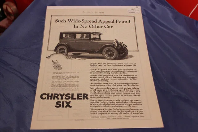 1925 Chrysler Six Original Ad 2 Pages thumbnail