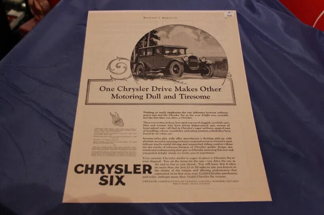 1925 Chrysler Six Motoring Original Ad thumbnail