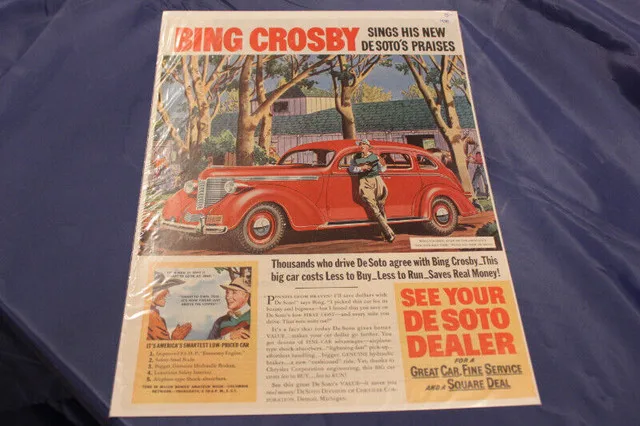 1938 De Soto Bing Crosby Original Ad thumbnail