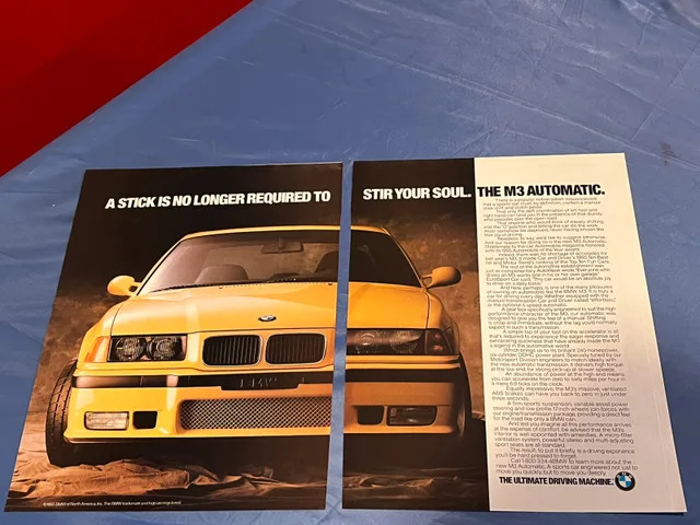 1995 BMW M3 Automatic Original 2 Page Ad thumbnail