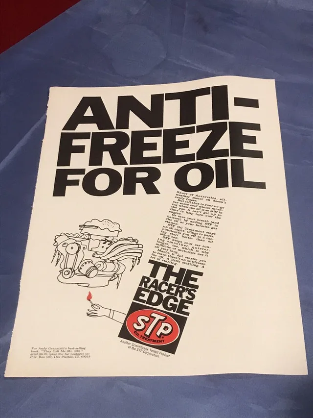 1970 STP Anti-Freeze For Oil Original Ad thumbnail